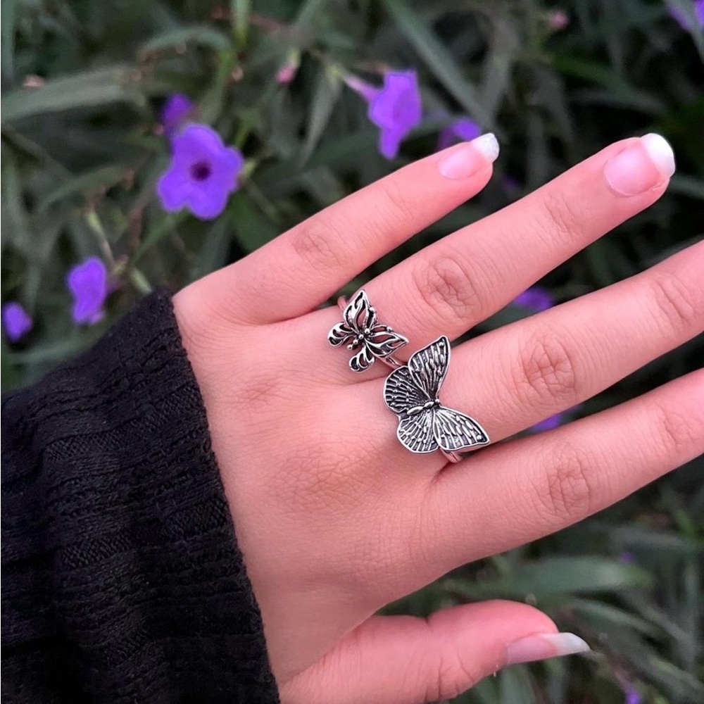 Silver Butterfly Adjustable Ring